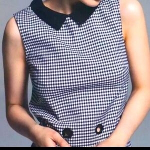 Claudie Pierlot Top Peter Pan gingham print black and white size 38